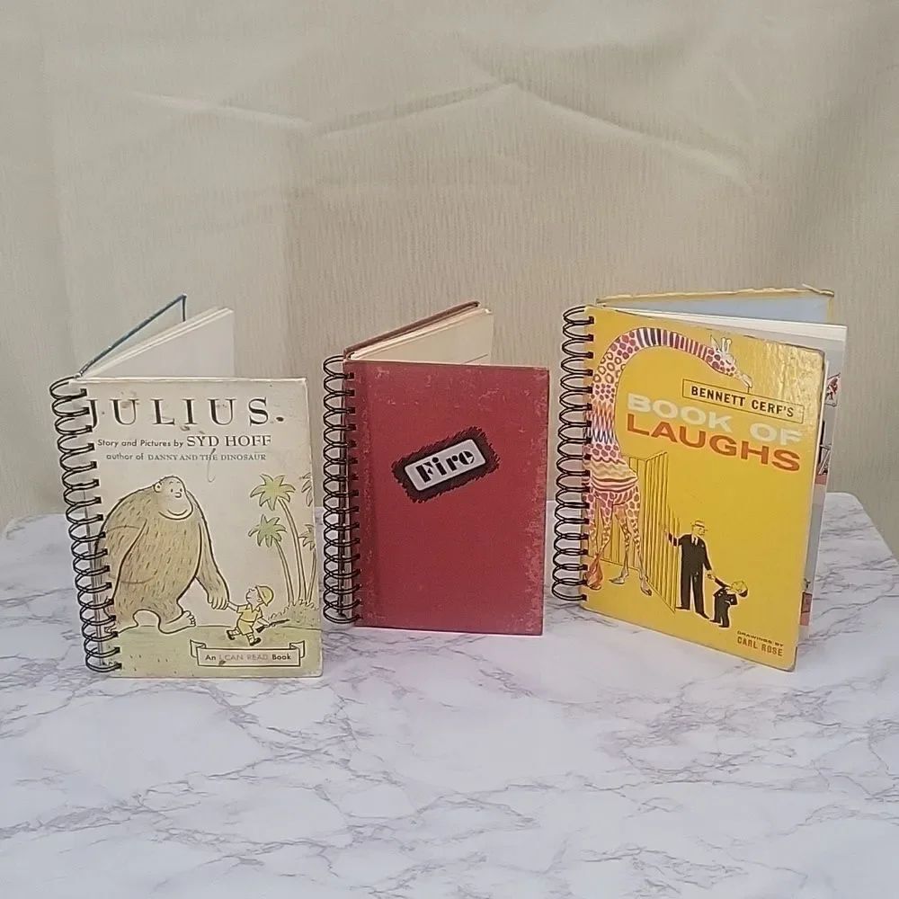 Upcycled Journals from Books JULIUS Fire Book of Laughs Lot Of 3 Vintage Gifts